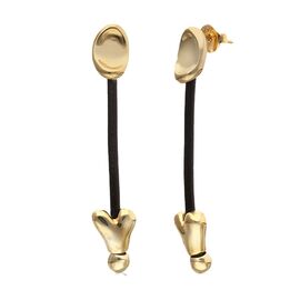 Золотые серьги женские с натуральной кожей UNOde50 Beat