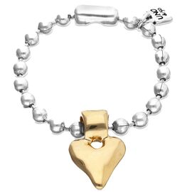 Серебряный браслет из бусин с золотым сердцем UNOde50 Beat, Размер (мм): 165