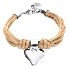 Кожаный браслет с серебряным сердечком UNOde50 Beat
