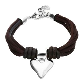 Кожаный браслет с серебряным сердечком UNOde50 Beat