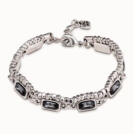 Серебряный браслет женский утонченный с кристаллами Swarovski темно-серого цвета UNOde50 Snake