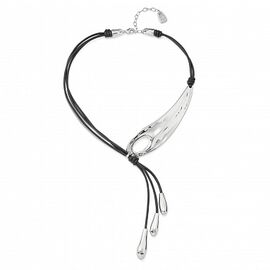 Ожерелье серебряное с кожаными шнурками UNOde50 Big leaf  COL1751MARMTL0U