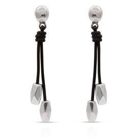 Серебряные серьги женские с натуральной кожей Направления UNOde50 Paths