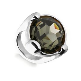 Серебряное кольцо женское с круглым серым кристаллом UNOde50, Размер (мм): 16,3-16,7