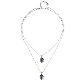 Серебряное колье двойное с черными кристаллами UNOde50