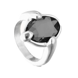Серебряное кольцо женское с овальным черным кристаллом UNOde50, Размер (мм): 16,3-16,7