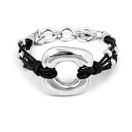 Кожаный браслет женский с серебряными вставками Ciclon Asir