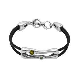 Кожаный браслет с серебряными вставками Ciclon Sakura