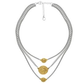 Серебряное колье женское с золотыми подвесками Ciclon France