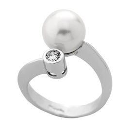 Серебряное кольцо женское с белым жемчугом Classic, Размер (мм): 16,85-17,5