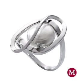 Серебряное кольцо женское с белым жемчугом Majorica Embrace