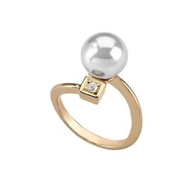 Золотое кольцо женское с органическим жемчугом Majorica Tu Y Yo, Размер (мм): 18,1-18,8