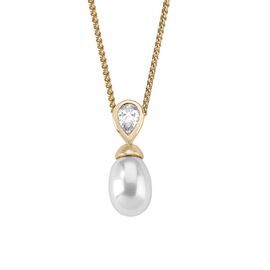 Золотое колье с подвеской из органического жемчуга и фианитами Majorica Tu Y Yo