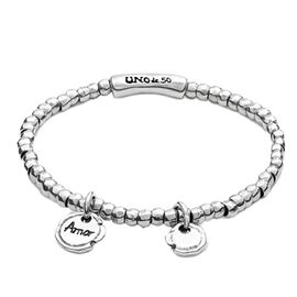 Серебряный браслет женский из бусин с подвесками UNOde50 Sealed love, Размер (мм): 145