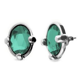 Серебряные серьги с зеленым кристаллом UNOde50