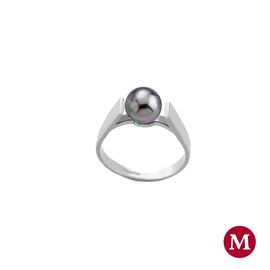 Серебряное кольцо с серым жемчугом Majorica Classic, Размер (мм): 17,5