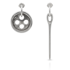 Серебряные серьги висячие Иголка с пуговицей UNOde50 Needle and button