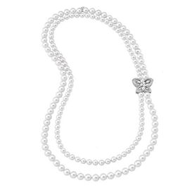 Серебряное колье из круглого жемчуга и фианитов Majorica Danzarina