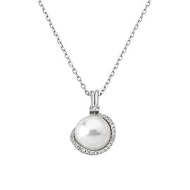 Серебряное колье с подвеской из органического жемчуга и фианитами  Majorica Exquisite