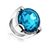 Серебряное кольцо женское с круглым голубым кристаллом UNOde50, Размер (мм): 16,3-16,7