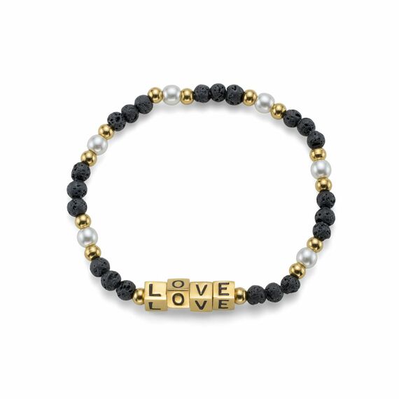 Золотой браслет из бусин с камнями Сваровски Oliver Weber Blossom black