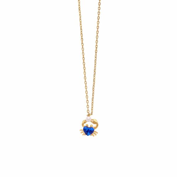 Золотое колье с подвеской и камнями Сваровски Oliver Weber Tropics BLU Pearl