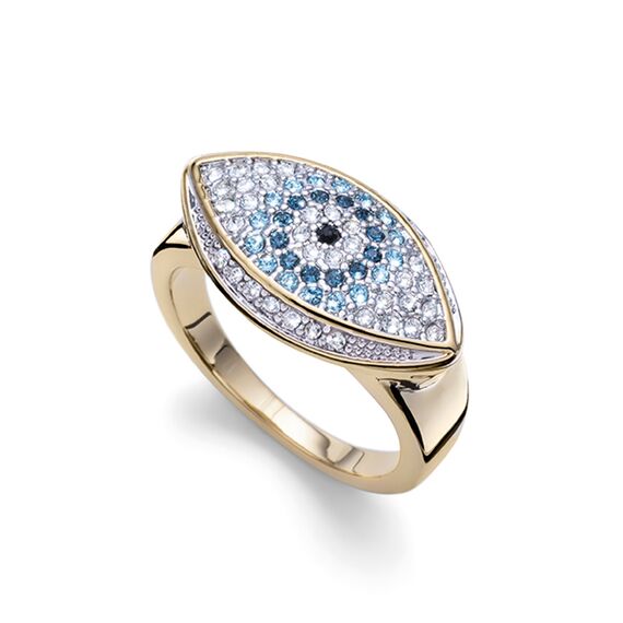 Золотое кольцо с кристаллами Сваровски Oliver Weber BlueEye