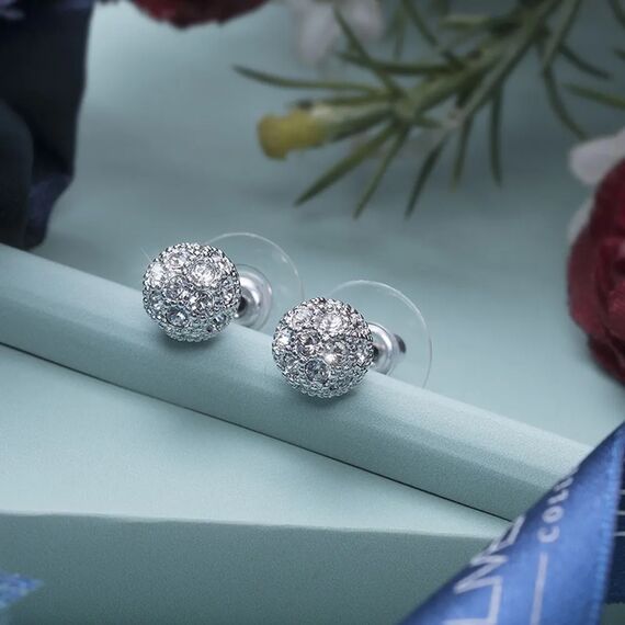 Серьги женские с кристаллами Сваровски Снежные шарики Oliver Weber Ball, изображение 2