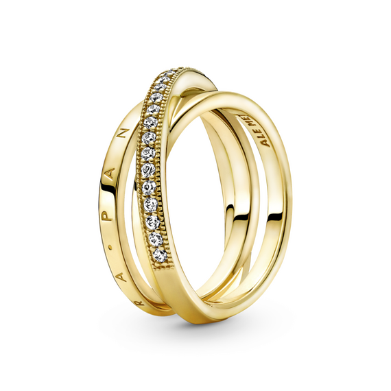 Золотое кольцо женское с камнями Pandora Shine, Размер (мм): 15,5