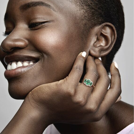 Женское кольцо с золотом и цирконием Three Stone Vintage Pandora Moments, Размер (мм): 16,5, изображение 5