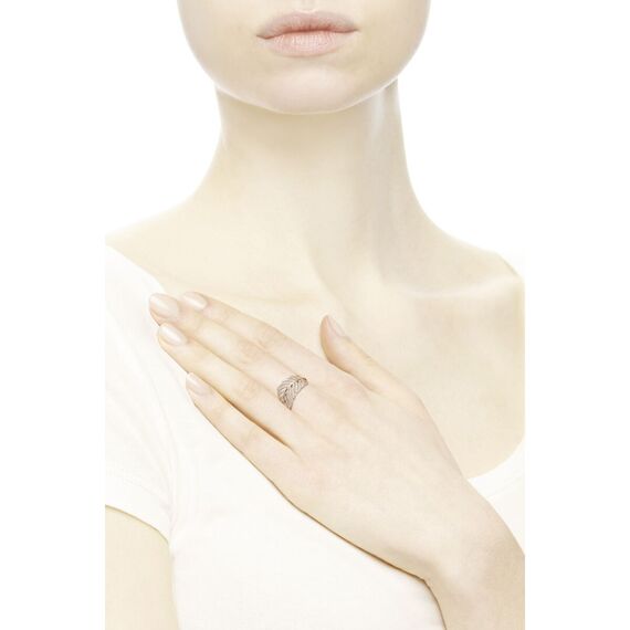 Женское кольцо с золотом и цирконием Мерцающее перо Pandora Moments, изображение 2 Женское кольцо с золотом и цирконием Мерцающее перо Pandora Moments, изображение 2