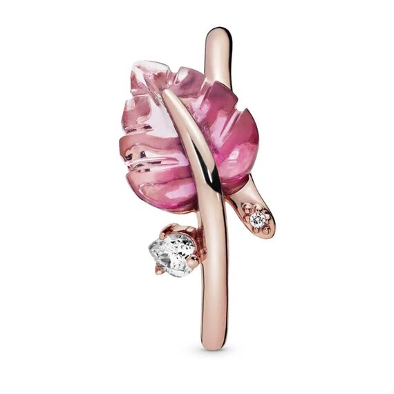 Женское кольцо с золотом и муранским стеклом Розовые листья Pandora Moments, Размер (мм): 16,5, изображение 2