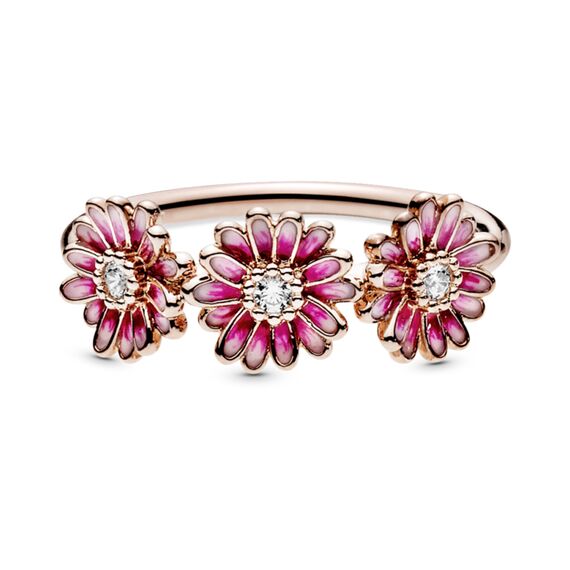 Кольцо женское с золотом и эмалью Розовые маргаритки Pandora Moments, изображение 2