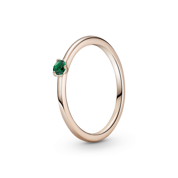 Золотое кольцо женское с камнем зеленое Pandora Rose