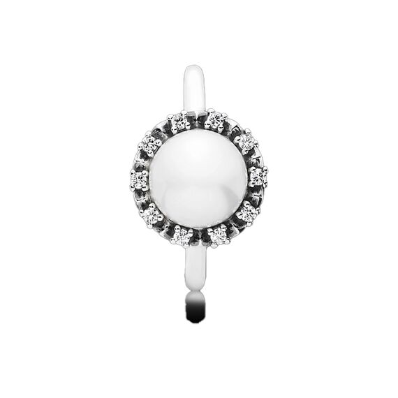 Серебряное кольцо с жемчугом и кристаллами Грациозность Pandora, Размер (мм): 17,2, изображение 2