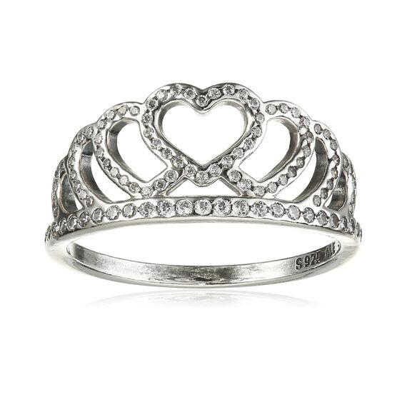 Серебряное кольцо женское с кристаллами Тиара из сердец Pandora, Размер (мм): 15,5, изображение 2