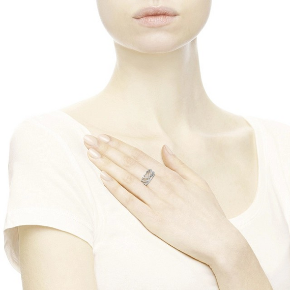 Серебряное кольцо женское с кристаллами Тиара из сердец Pandora, Размер (мм): 15,5, изображение 3