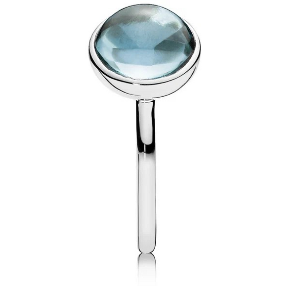 Серебряное кольцо женское с кристаллом Цветная капля Pandora, Размер (мм): 15,5, изображение 4