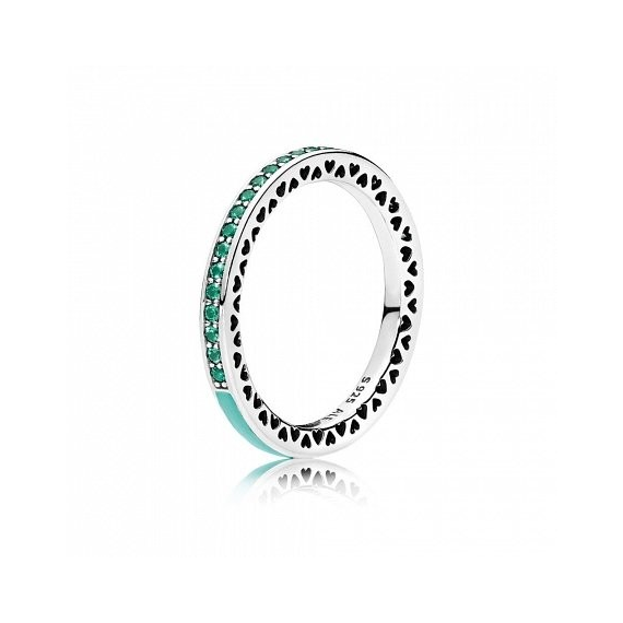 Серебряное кольцо с кристаллами Сияющие сердца Pandora