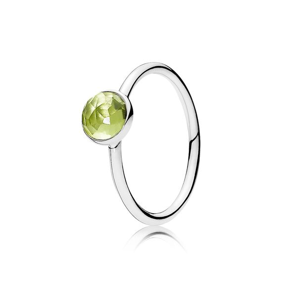 Серебряное кольцо с натуральным камнем Зеленая капля Pandora
