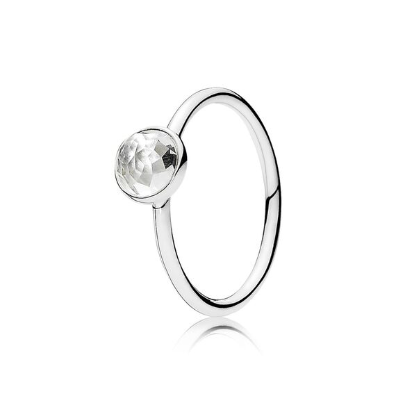 Серебряное кольцо с камнем прозрачное Pandora Moments