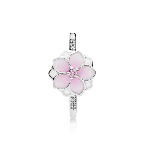 Серебряное кольцо женское с кристаллами Магнолия Pandora, Размер (мм): 15,5, изображение 2