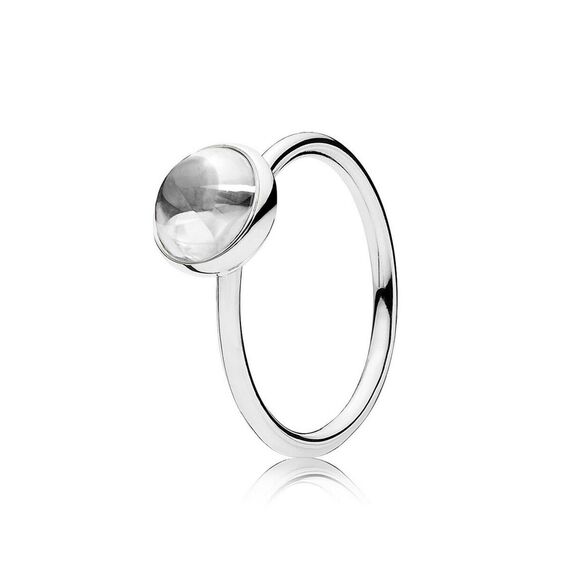 Серебряное кольцо женское Прозрачная капля Pandora, Размер (мм): 17,5