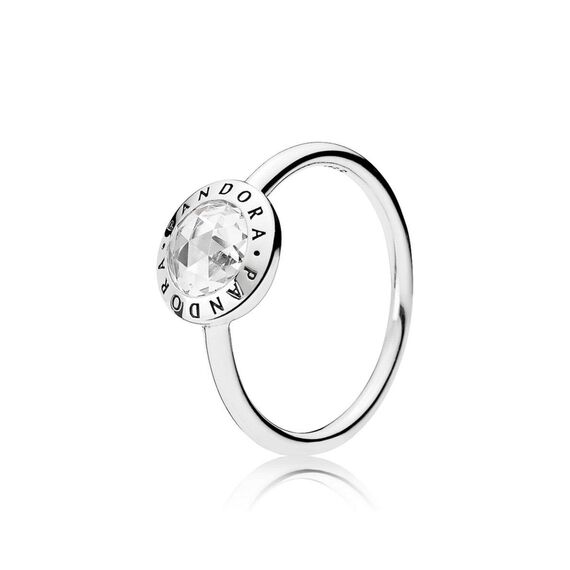 Серебряное кольцо женское с цирконием Логомания Pandora Logomania