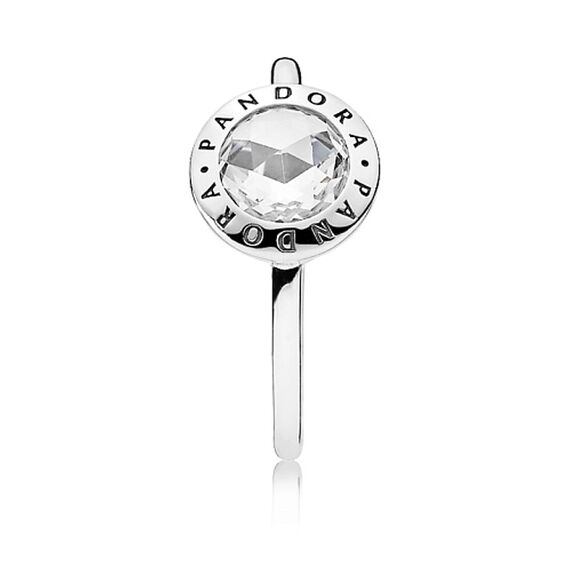 Серебряное кольцо женское с цирконием Логомания Pandora Logomania, изображение 4