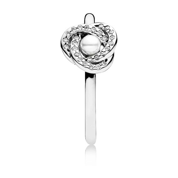 Серебряное кольцо с жемчугом и циркониями Любовные узы Pandora Moments, изображение 3