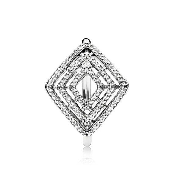 Серебряное кольцо с циркониями Геометрия Pandora Moments, изображение 2