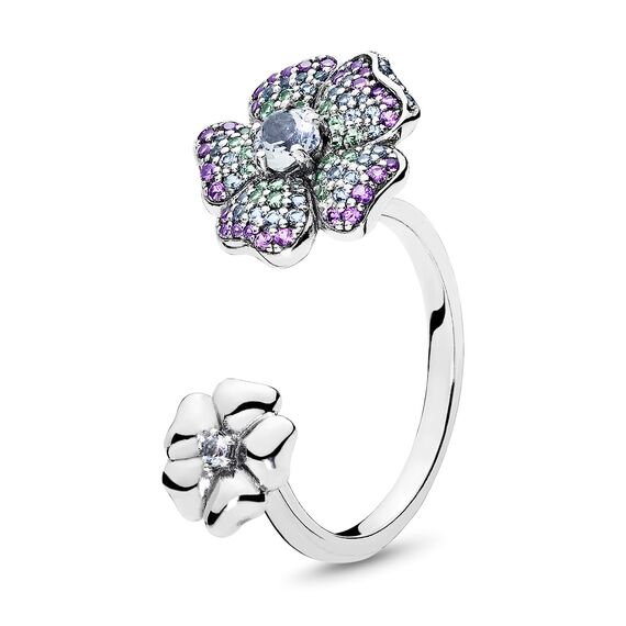 Серебряное кольцо женское с цирконием Цветы тропиков Pandora Moments, Размер (мм): 17,5