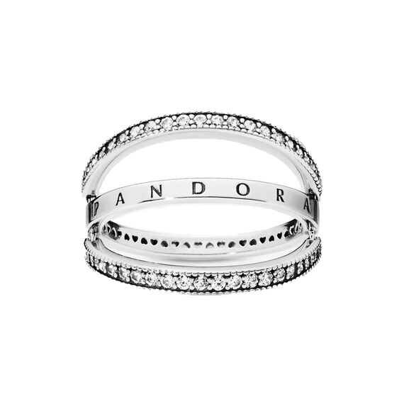 Серебряное кольцо женское с фианитами Pandora Logomania, Размер (мм): 17,2, изображение 5