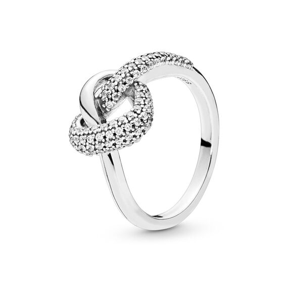Серебряное кольцо с фианитами Сплетенное сердце Pandora Moments, Размер (мм): 16,5